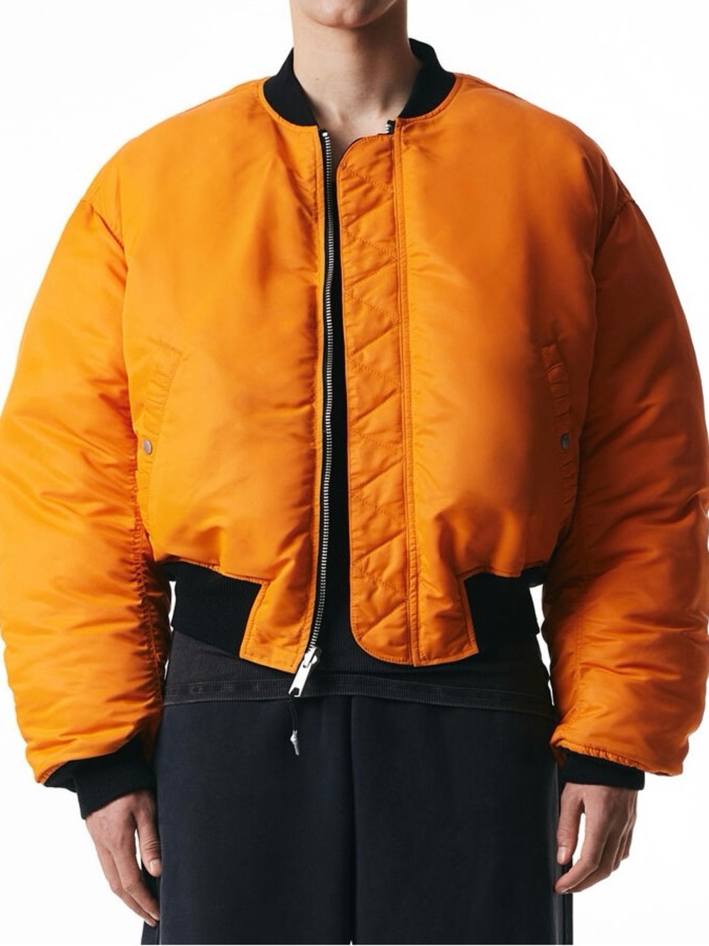 H&M Heron Preston H2 Black Orange Reversible Bomber Jacket Unisex Size Large NWT - Picture 14 of 16